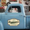 Personalized Crossed Wrenches and Vintage Typography Decal for Truck Door with Vintage Automotive Design sticker 14365