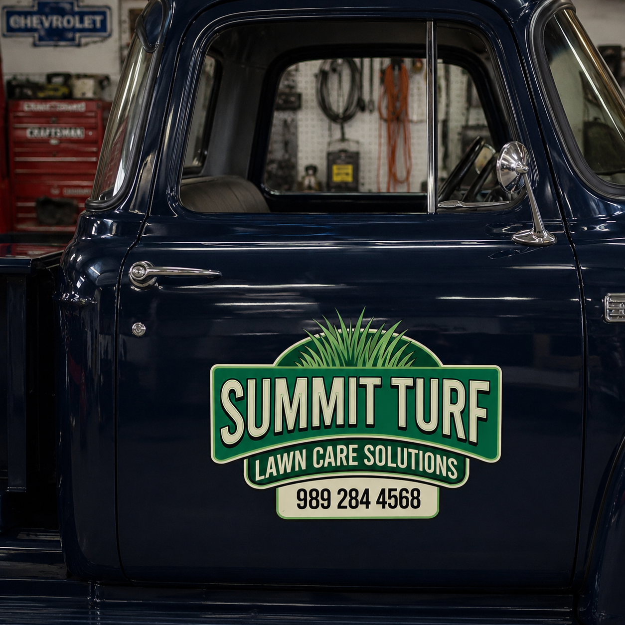 Personalized Grass and Text Decal for Truck Door with Professional Landscaping Design sticker 14366 - Image 2