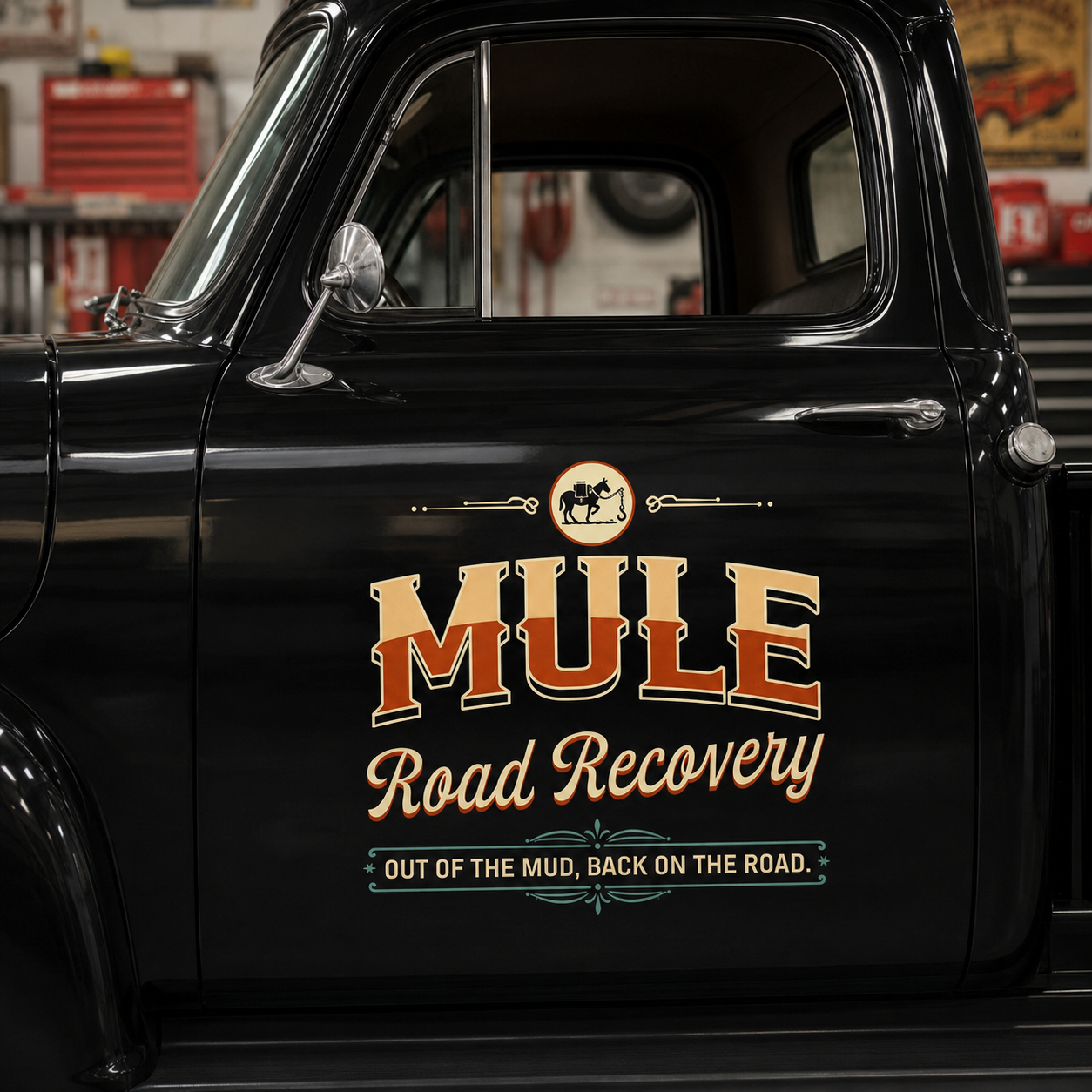 Personalized Mule and Wrench Decal for Truck Door with Vintage Automotive Design sticker 14372 - Image 3