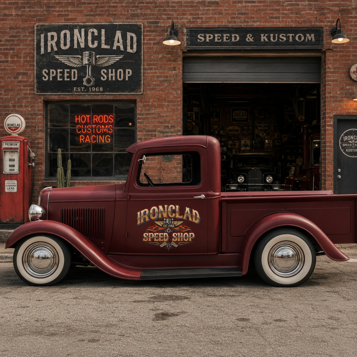 Personalized Piston and Wings Decal for Truck Door with Vintage Automotive Design sticker 14374 - Image 3