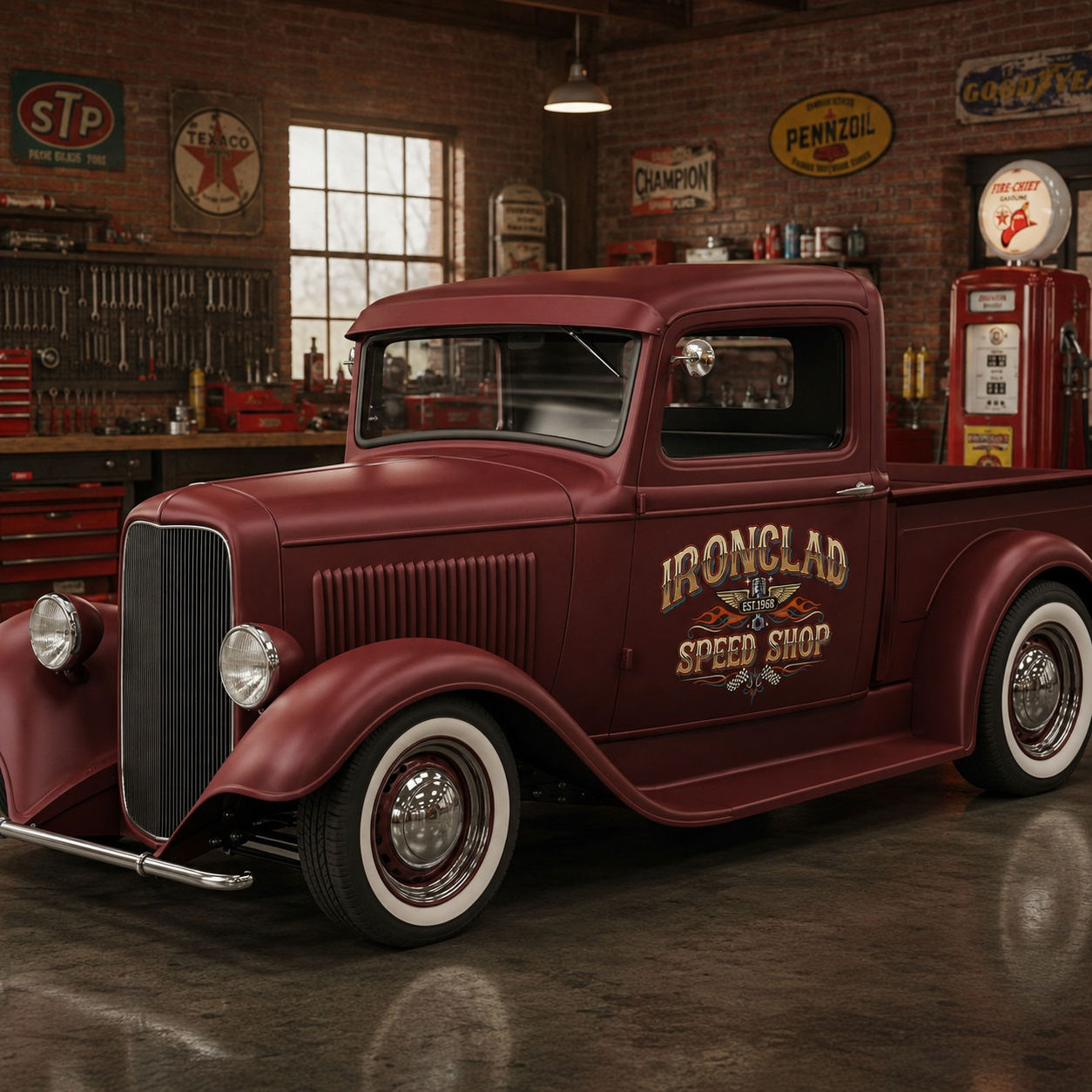 Personalized Piston and Wings Decal for Truck Door with Vintage Automotive Design sticker 14374 - Image 4