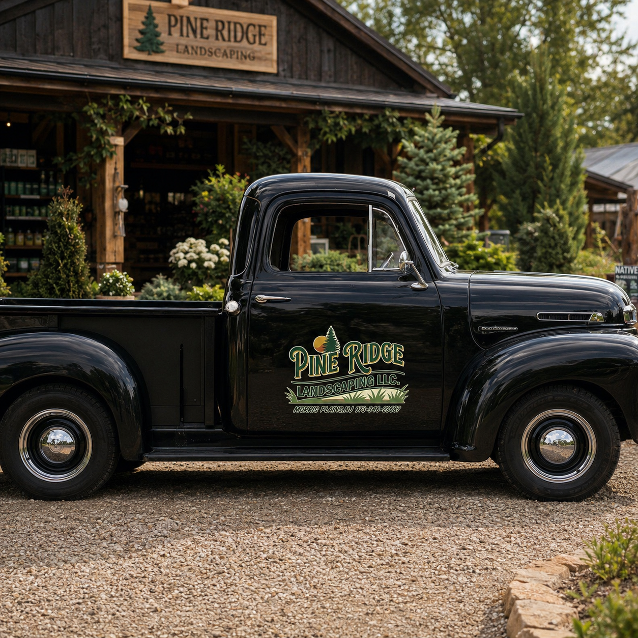 Personalized Tree and Grass Decal for Truck Door with Vintage Automotive Design sticker 14375 - Image 3