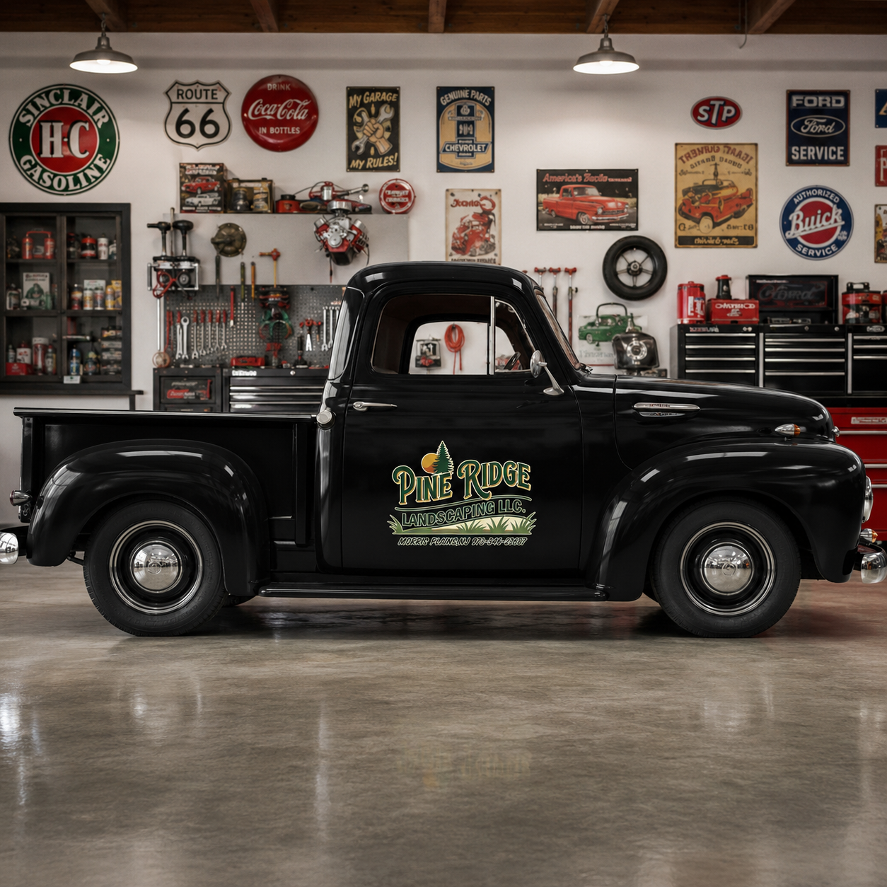Personalized Tree and Grass Decal for Truck Door with Vintage Automotive Design sticker 14375 - Image 4