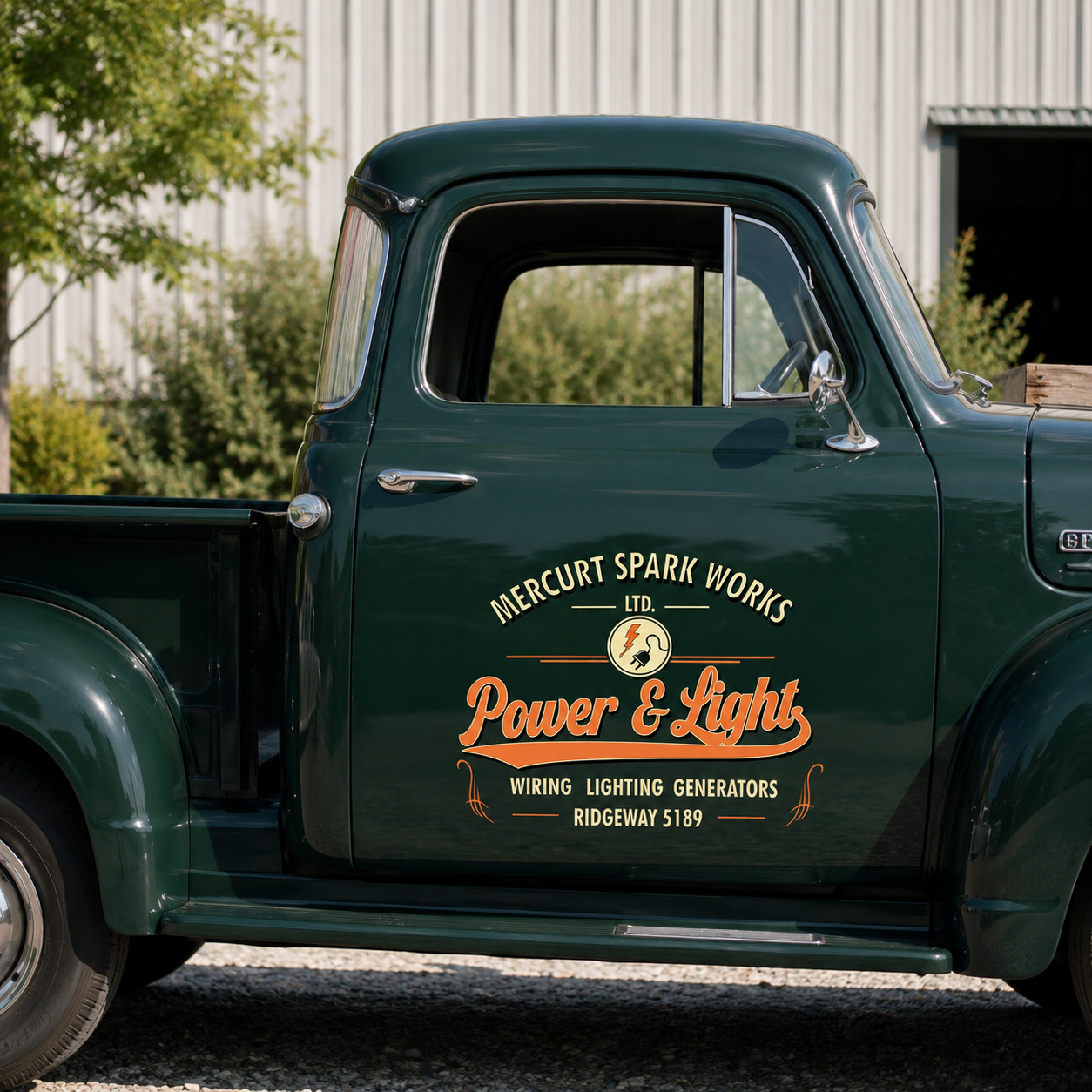 Personalized Lightning Bolt and Circle Decal for Truck Door with Vintage Automotive Design sticker 14379 - Image 2