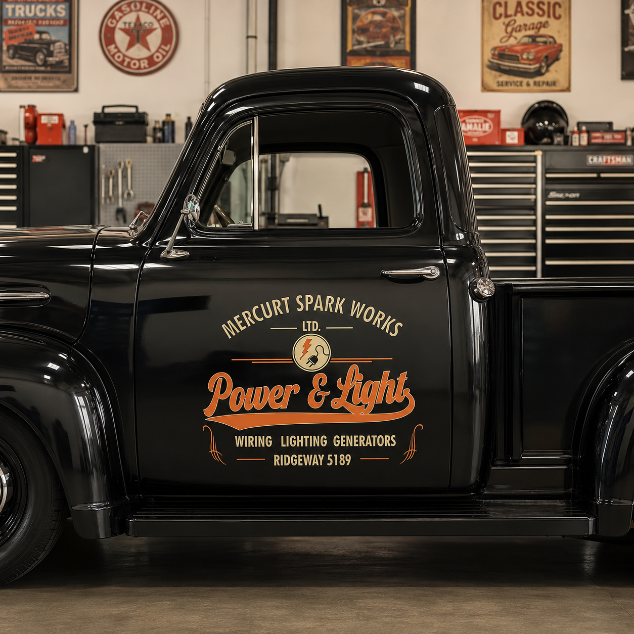 Personalized Lightning Bolt and Circle Decal for Truck Door with Vintage Automotive Design sticker 14379 - Image 3