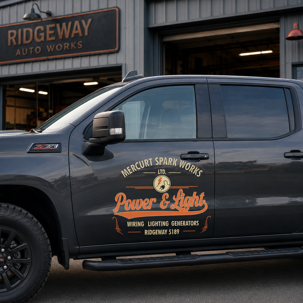 Personalized Lightning Bolt and Circle Decal for Truck Door with Vintage Automotive Design sticker 14379 - Image 4