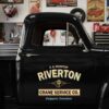 Personalized Crane Hook and Decorative Lines Decal for Truck Door with Vintage Automotive Design sticker 14380
