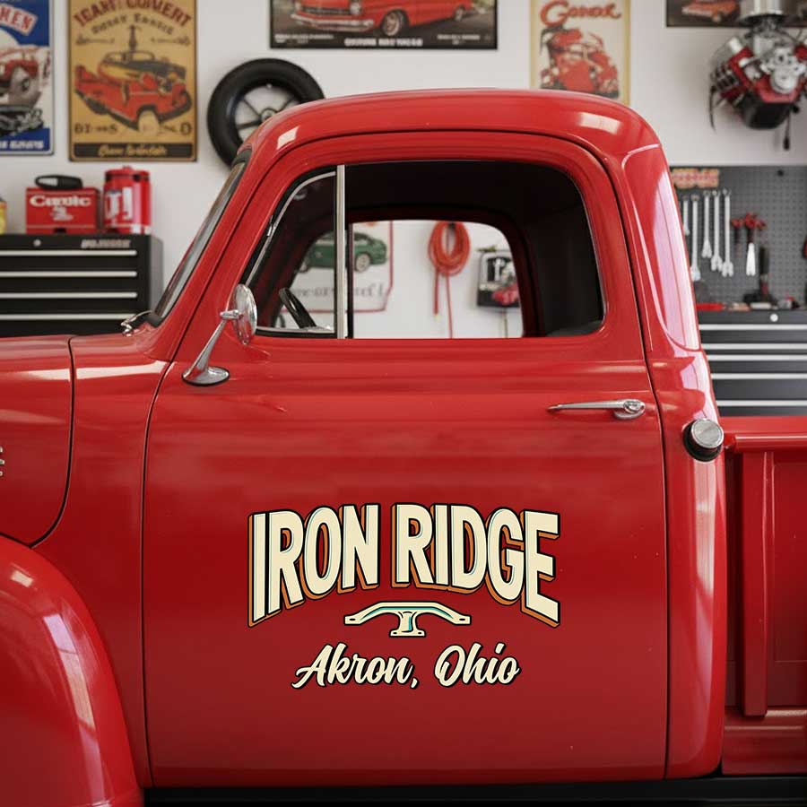 Personalized Wrench Decal for Truck Door with Vintage Automotive Design sticker 14384