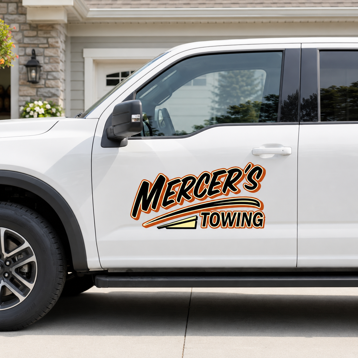 Personalized Text and Towing Theme Decal for Truck Door with Vintage Automotive Design sticker 14386 - Image 2