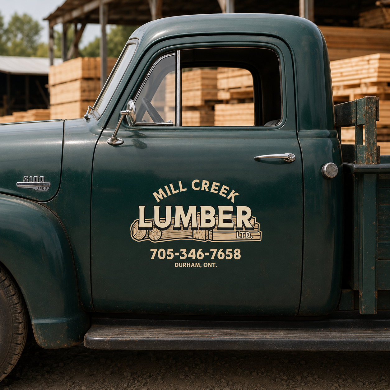 Personalized Logs and Bold Text Decal for Truck Door with Vintage Automotive Design sticker 14387 - Image 3