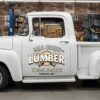 Personalized Crossed Saws and Wood Log Slice Decal for Truck Door with Vintage Automotive Design sticker 14388