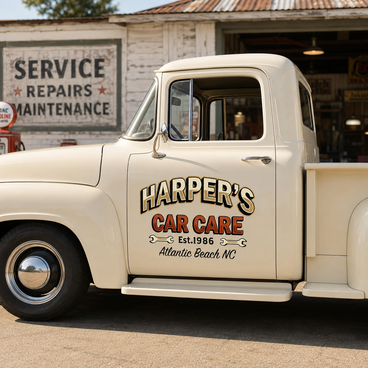 Personalized Wrench and Text Decal for Truck Door with Vintage Automotive Design sticker 14391 - Image 3