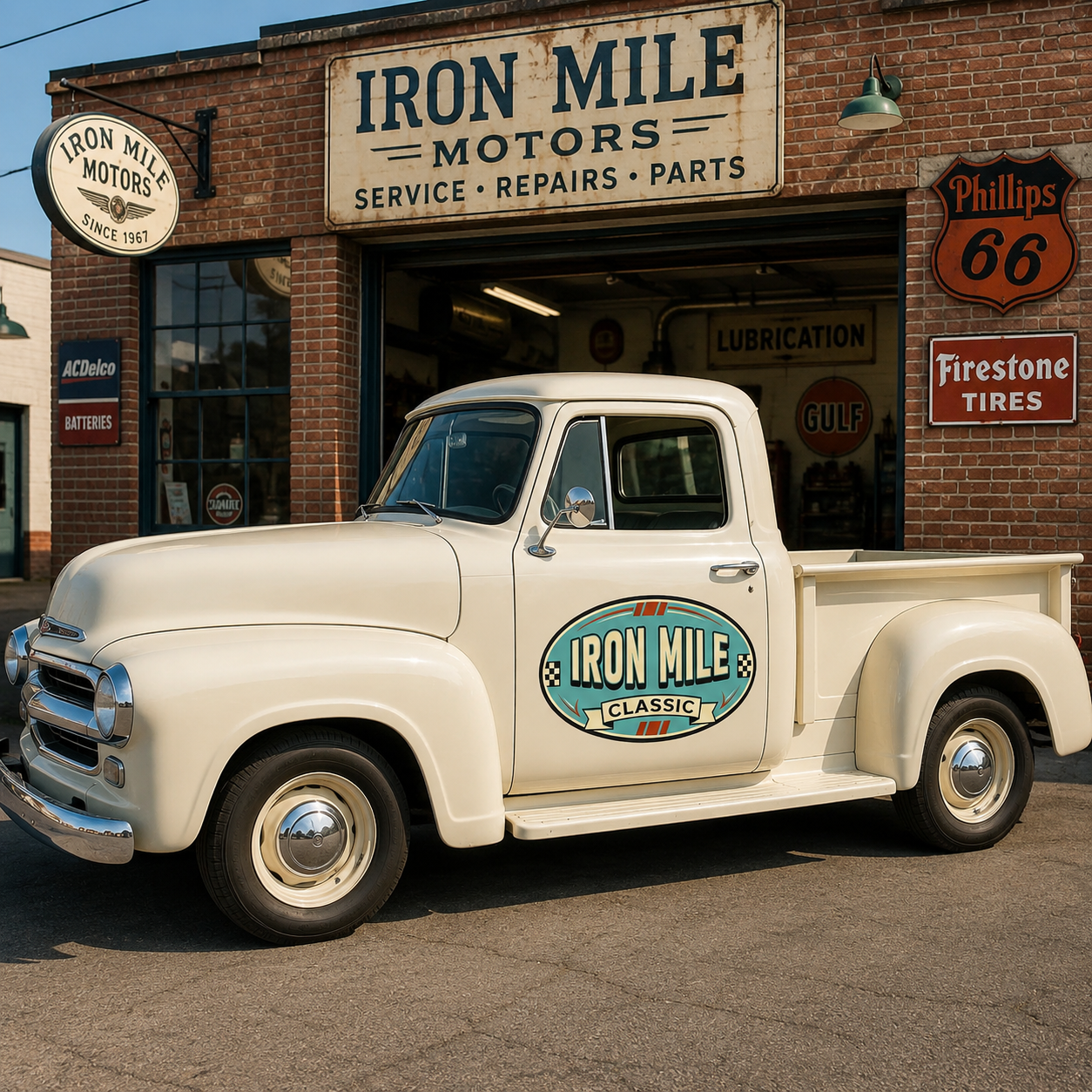 Personalized Checkered Flag and Vintage Banner Decal for Truck Door with Vintage Automotive Design sticker 14396 - Image 3