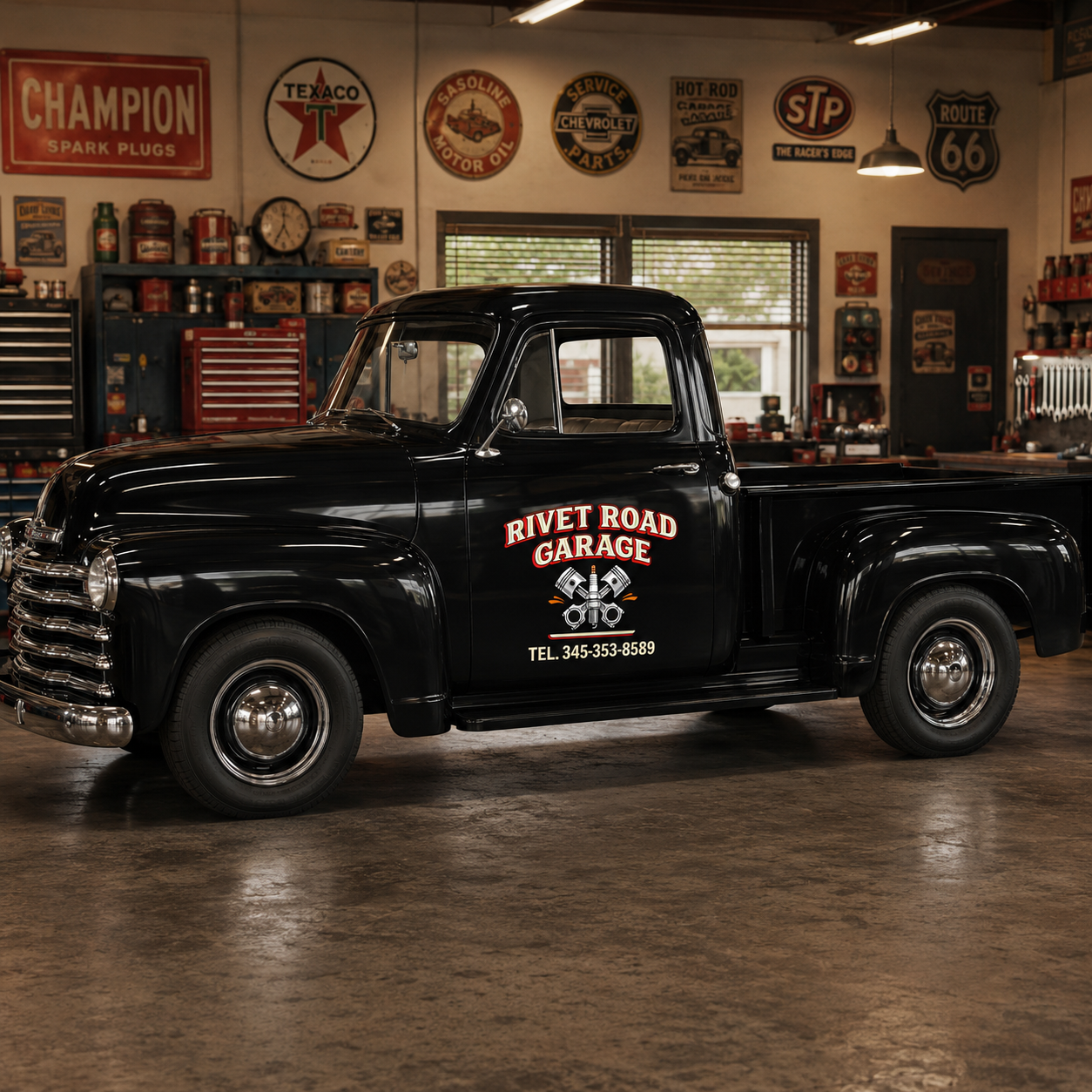 Personalized Crossed Pistons and Spark Plug Decal for Truck Door with Vintage Automotive Design sticker 14398 - Image 3