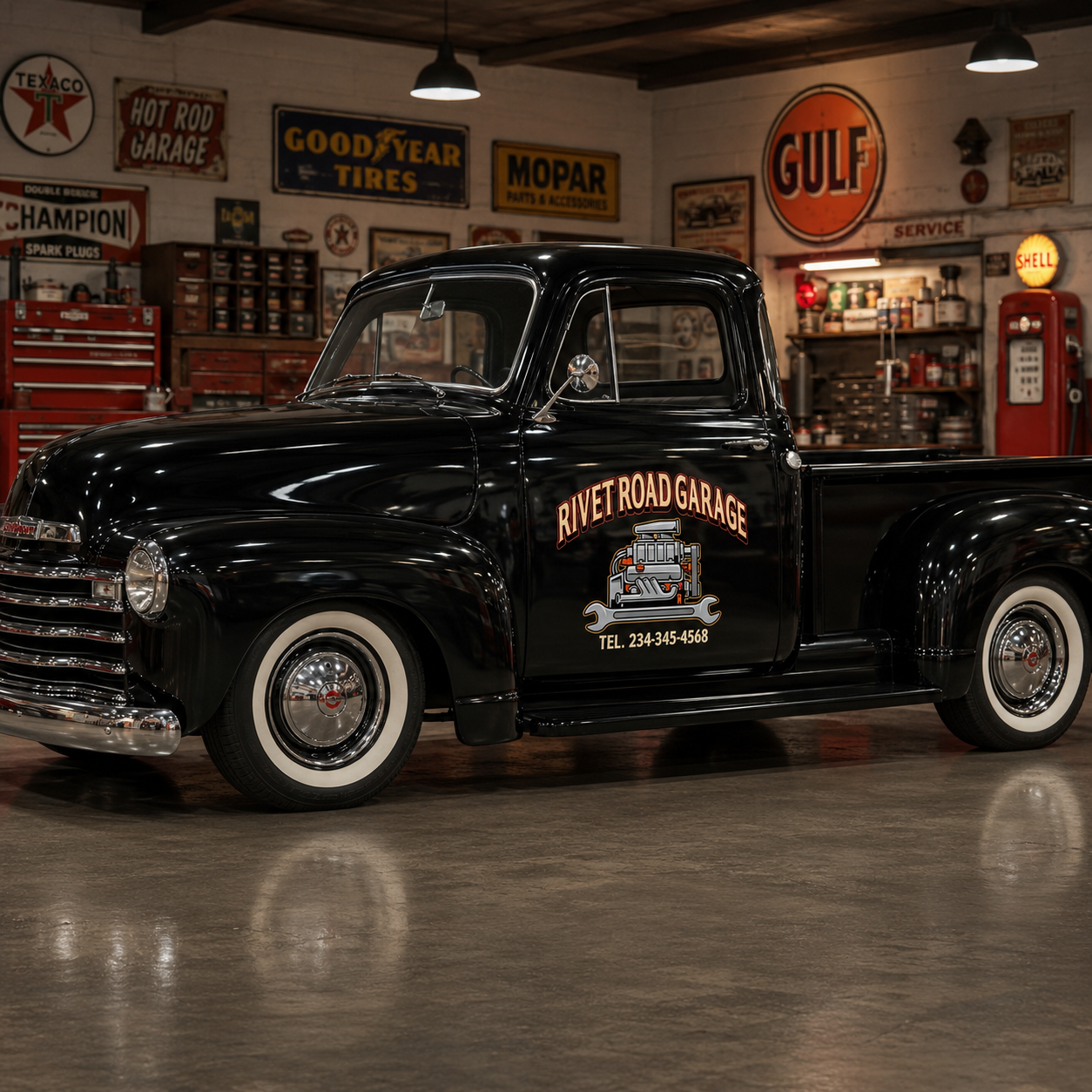 Personalized Engine Block and Wrench Decal for Truck Door with Vintage Automotive Design sticker 14399 - Image 3