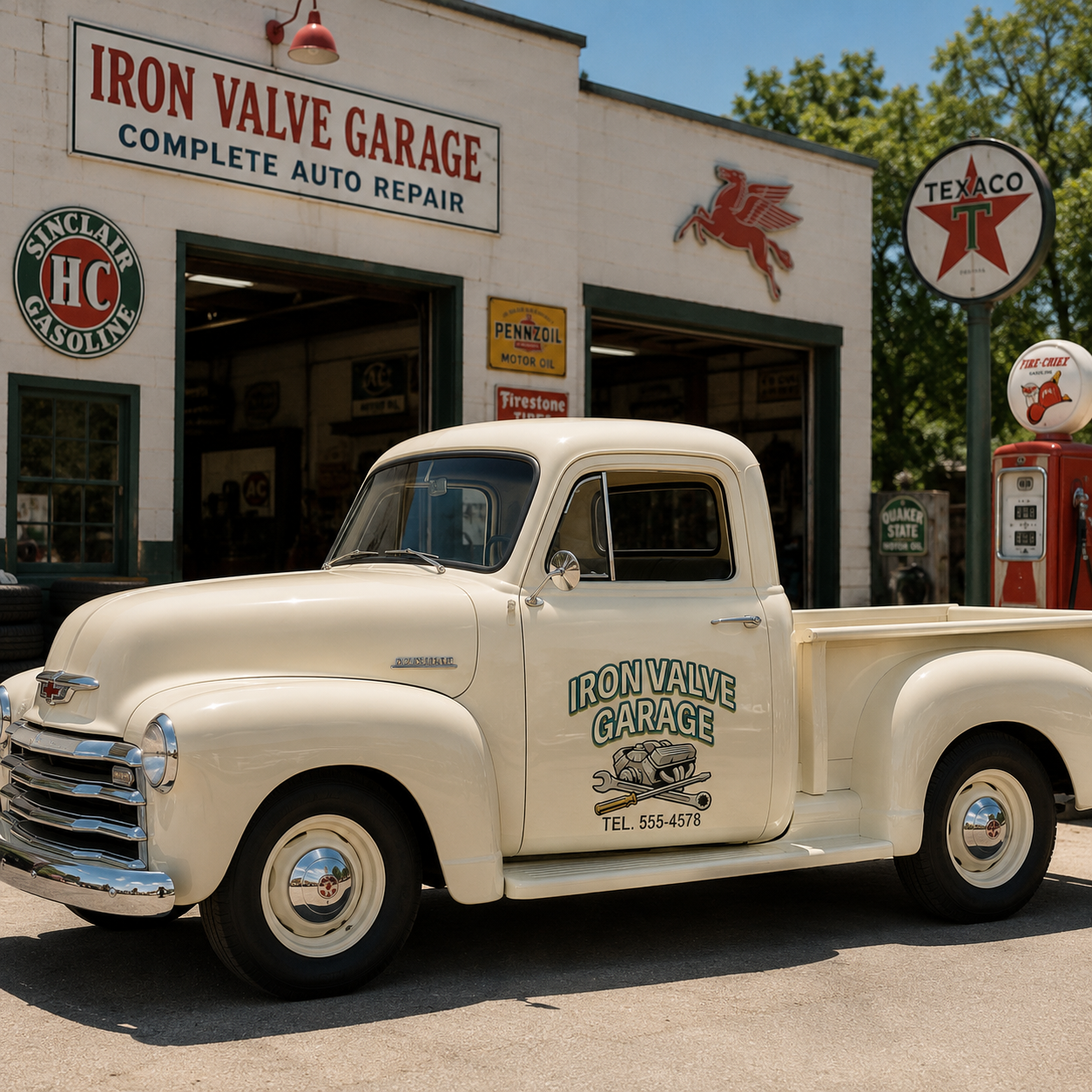 Personalized Engine Block and Wrench Decal for Truck Door with Vintage Automotive Design sticker 14400 - Image 2