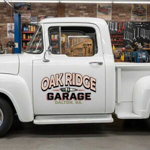 Personalized Spark Plug and Wrench Decal for Truck Door with Vintage Automotive Design sticker 14406