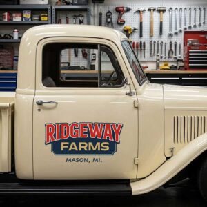 Personalized Text Decal for Truck Door with Vintage Automotive Design sticker 14410