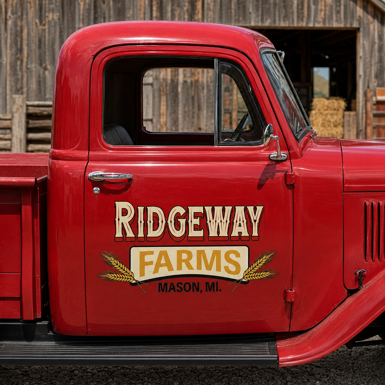 Personalized Wheat and Text Decal for Truck Door with Vintage Agricultural Design sticker 14412 - Image 2
