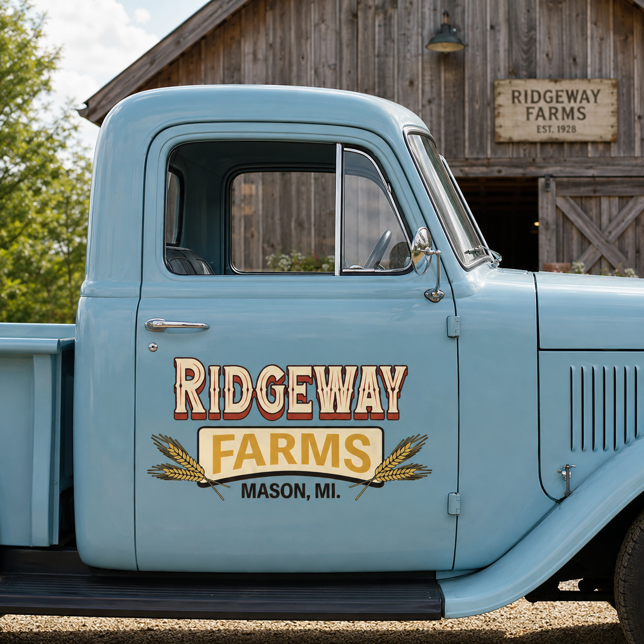 Personalized Wheat and Text Decal for Truck Door with Vintage Agricultural Design sticker 14412 - Image 3