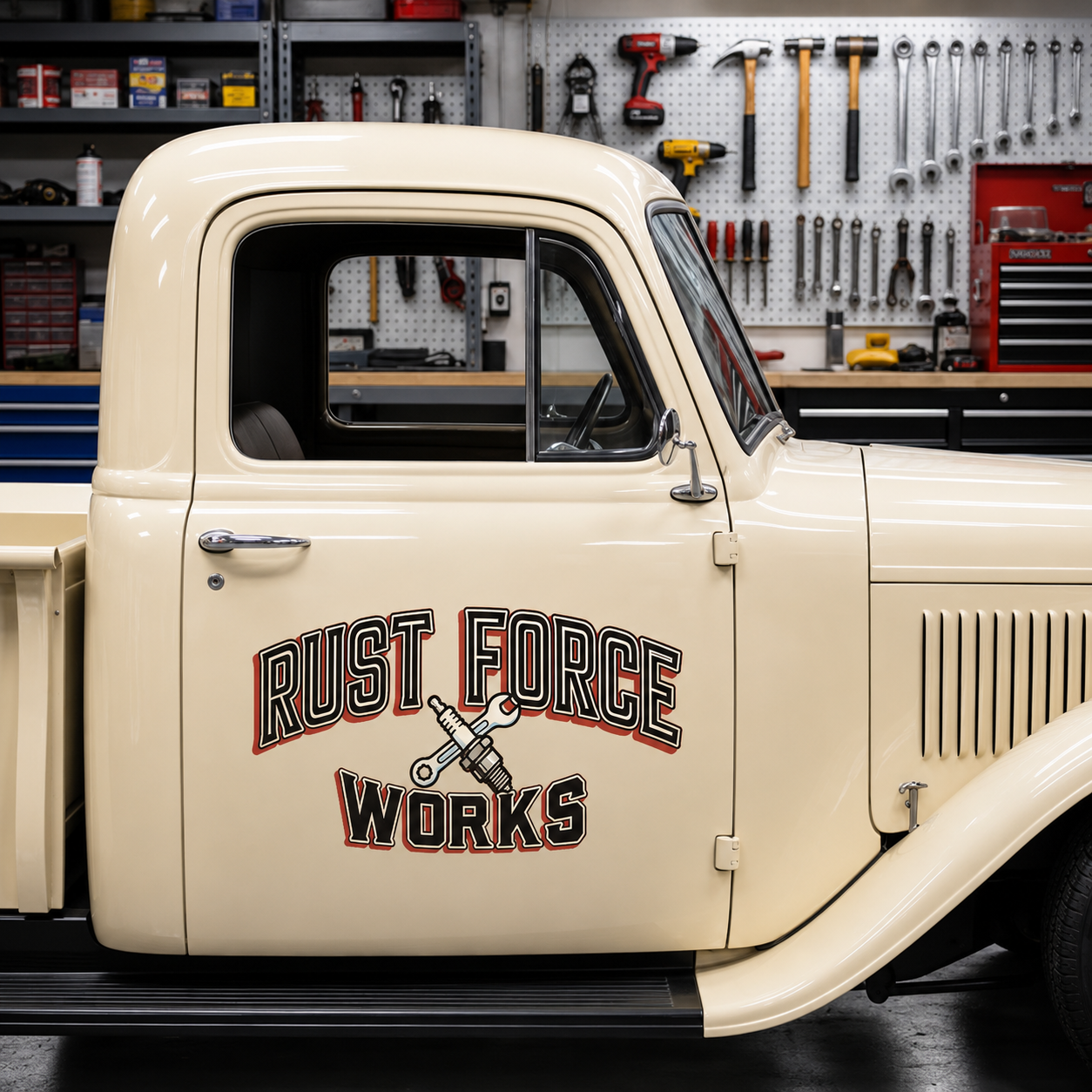 Personalized Wrench and Spark Plug Decal for Truck Door with Vintage Automotive Design sticker 14414 - Image 2