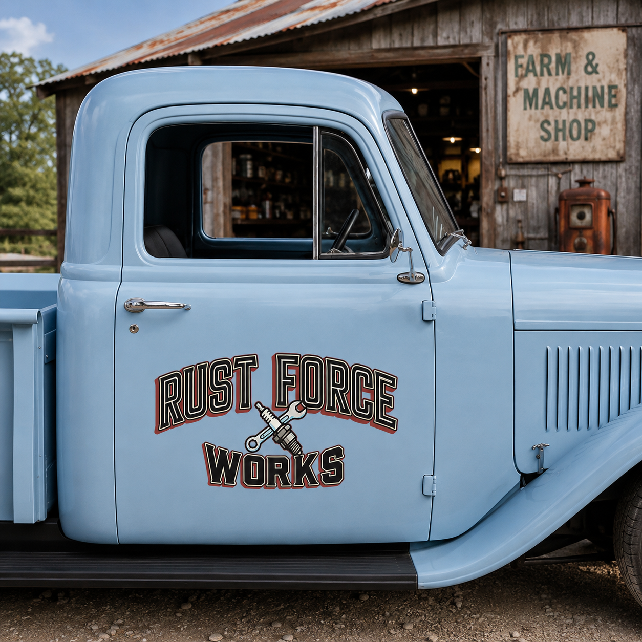 Personalized Wrench and Spark Plug Decal for Truck Door with Vintage Automotive Design sticker 14414 - Image 3