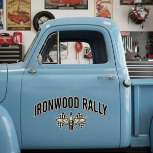 Personalized Spark Plug and Checkered Flags Decal for Truck Door with Vintage Automotive Design sticker 14416
