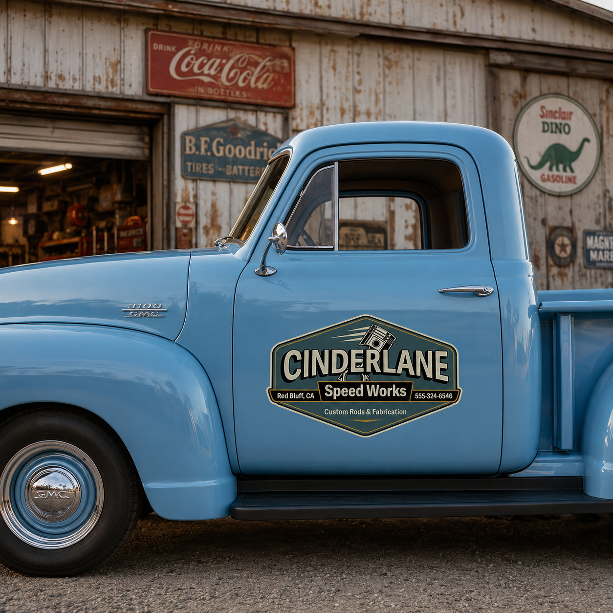 Personalized Piston and Wrench Decal for Truck Door with Vintage Automotive Design sticker 14418 - Image 2