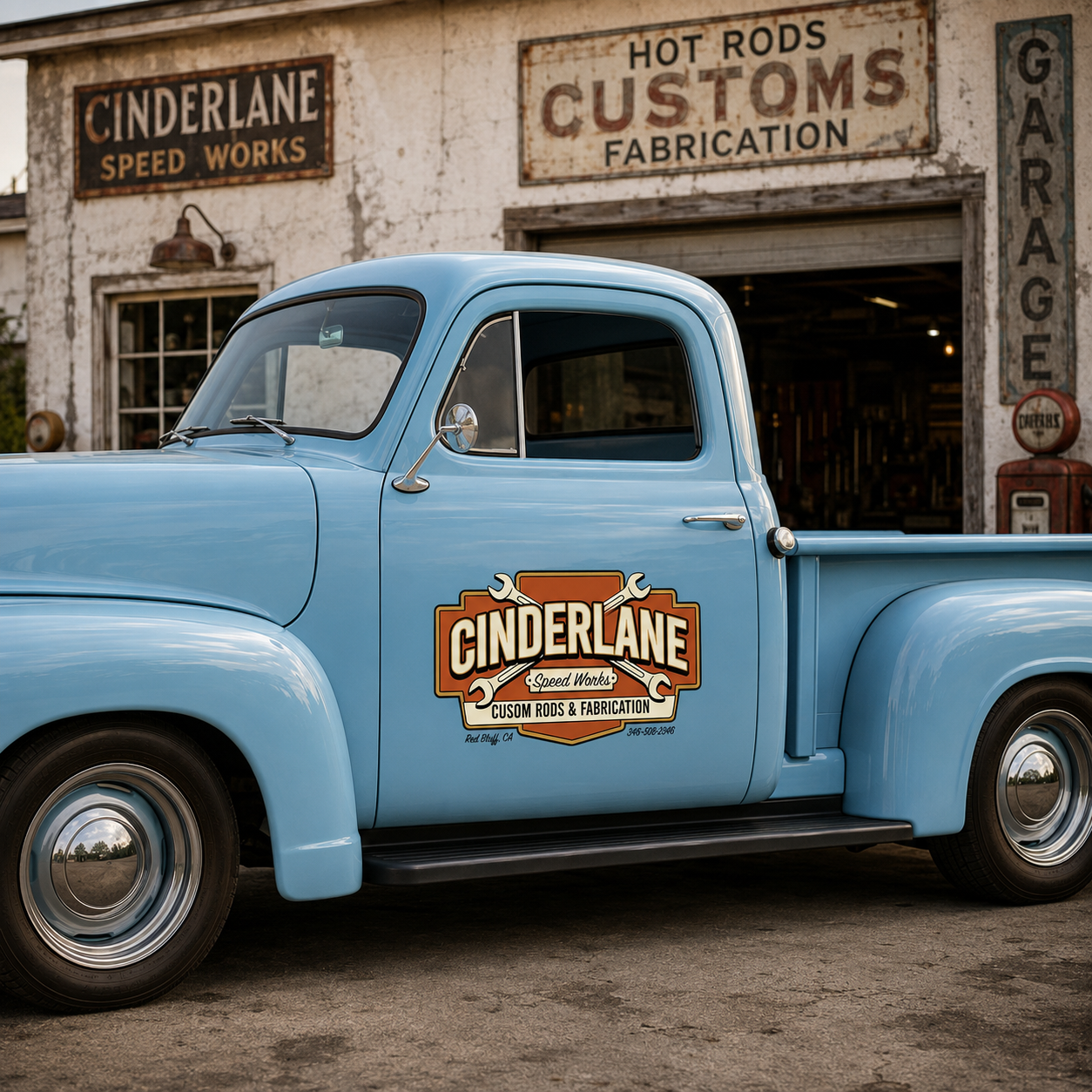 Personalized Wrench and Text Decal for Truck Door with Vintage Automotive Design sticker 14419 - Image 3