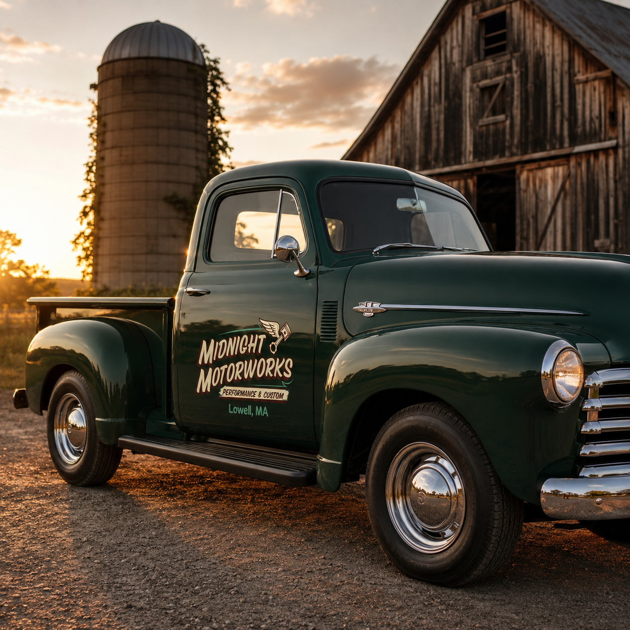 Personalized Wing and Piston Decal for Truck Door with Vintage Automotive Design sticker 14421 - Image 3