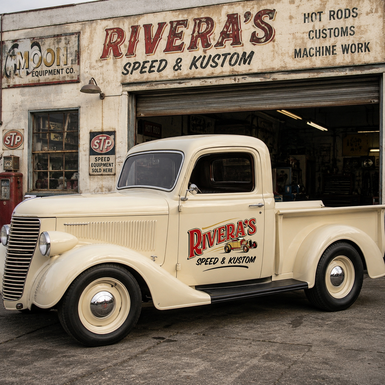 Personalized Vintage Hot Rod Car Decal for Truck Door with Vintage Automotive Design sticker 14422 - Image 3