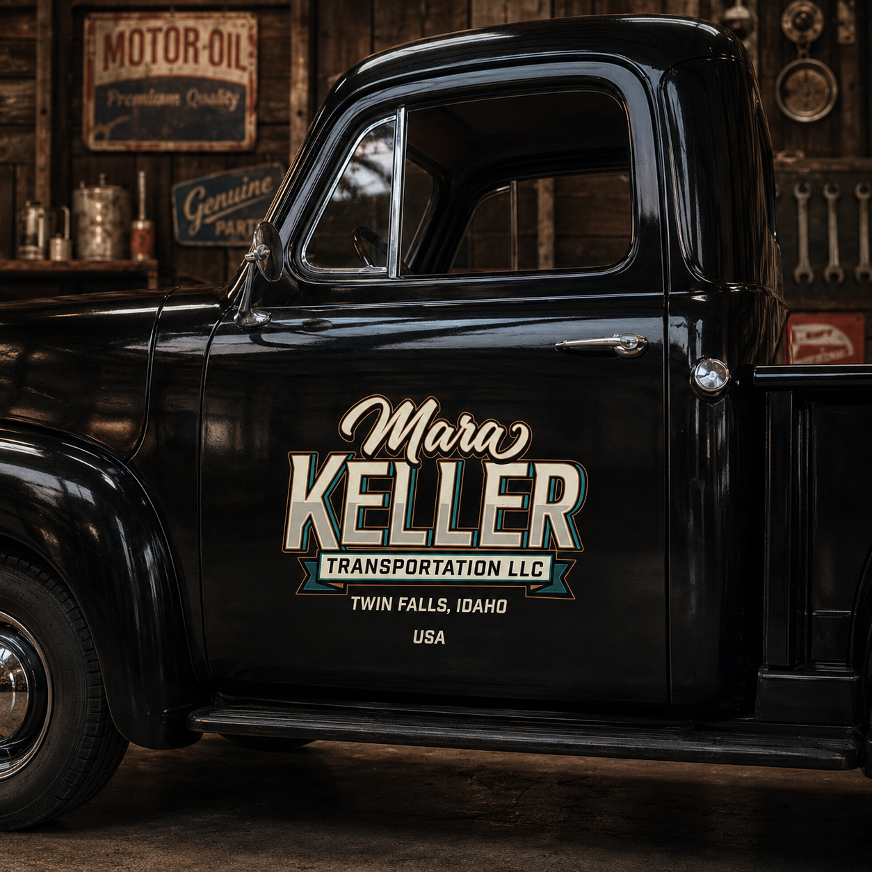 Personalized Bold Text and Vintage Style Decal for Truck Door with Vintage Automotive Design sticker 14423 - Image 4