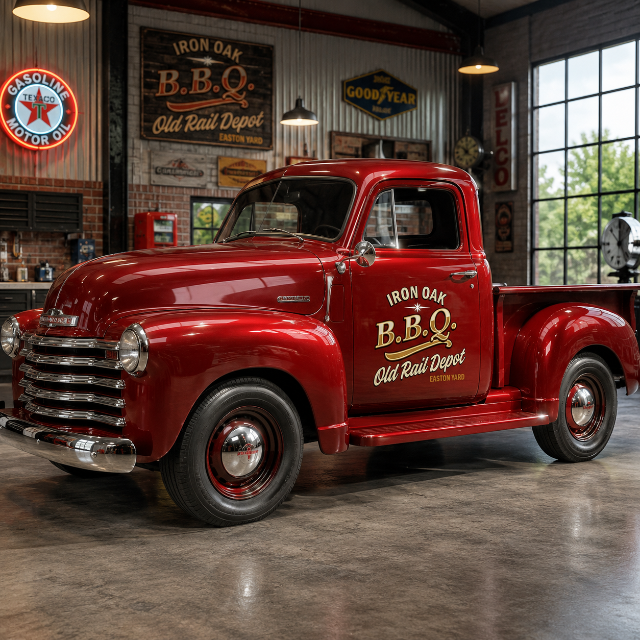 Personalized Text and Bbq Theme Decal for Truck Door with Vintage Automotive Design sticker 14430 - Image 3