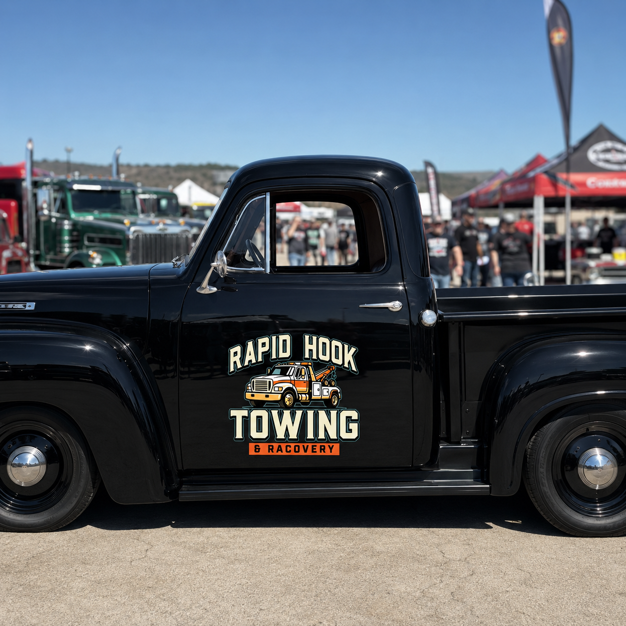 Personalized Tow Truck and Bold Lettering Decal for Truck Door with Vintage Automotive Design sticker 14434 - Image 3