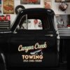 Personalized Tow Hook and Vintage Lettering Decal for Truck Door with Vintage Automotive Design sticker 14440