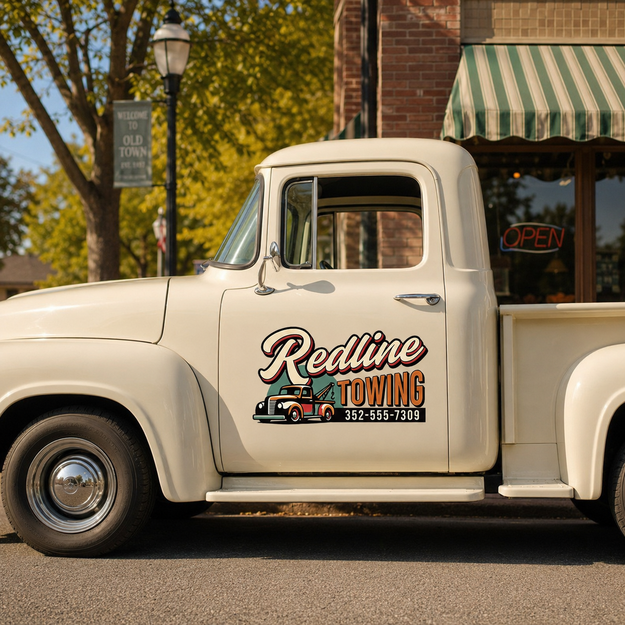 Personalized Tow Truck and Bold Lettering Decal for Truck Door with Vintage Automotive Design sticker 14441 - Image 3