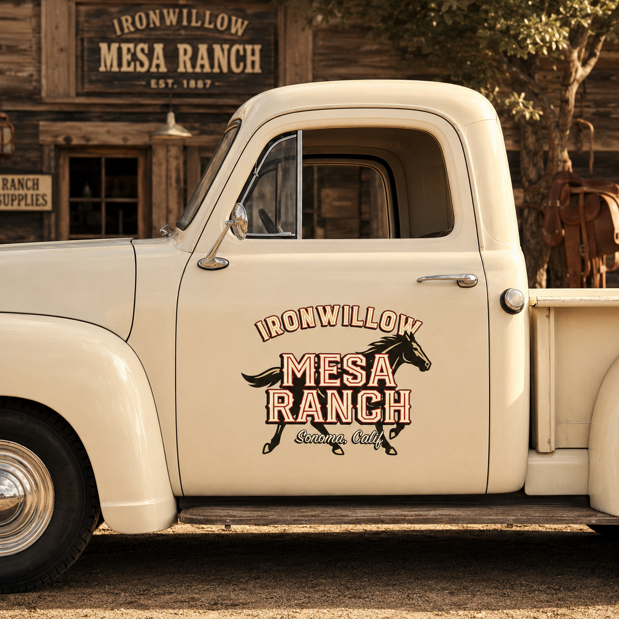Personalized Horse and Bold Text Decal for Truck Door with Western Vintage Design sticker 14443 - Image 2