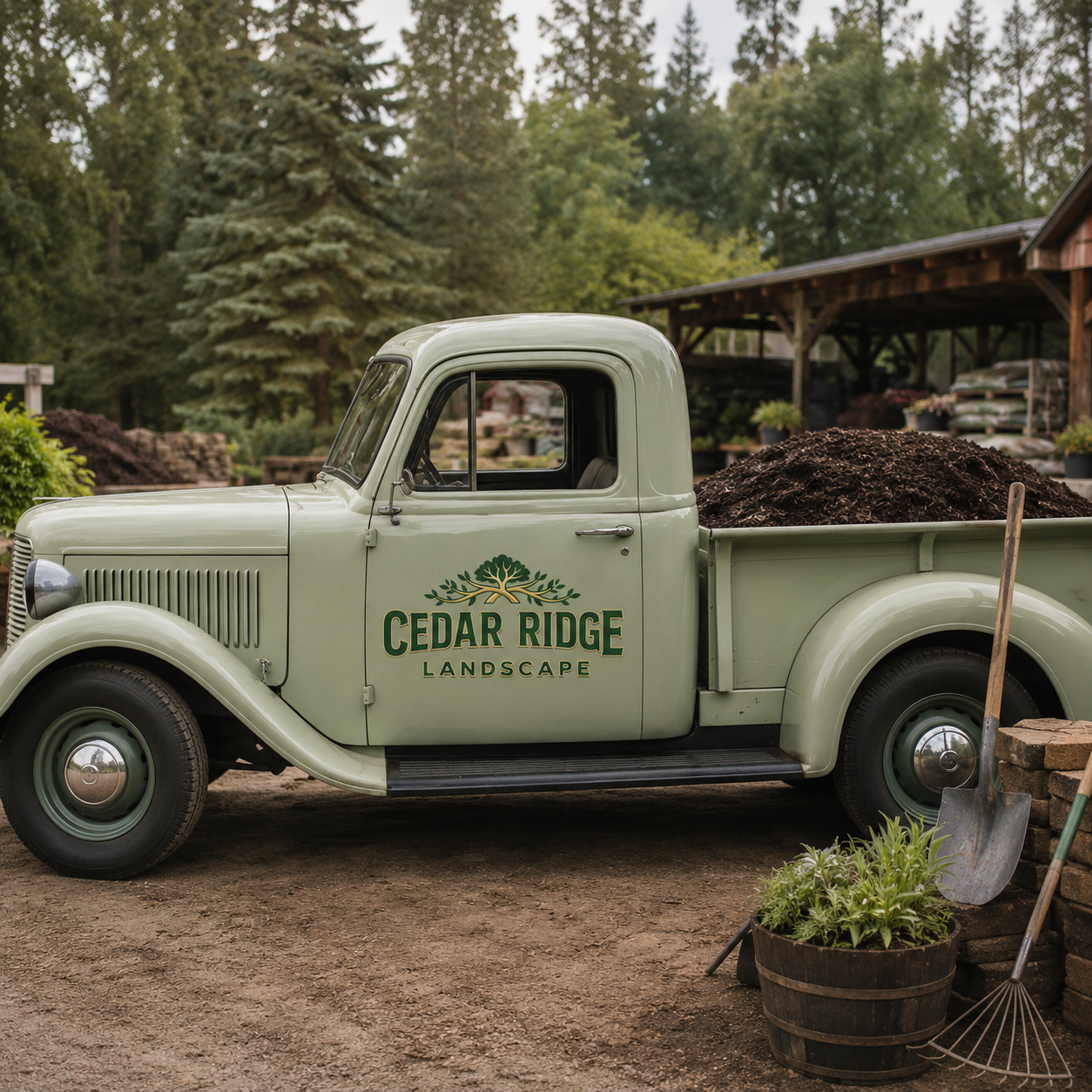 Personalized Tree and Landscape Decal for Truck Door with Vintage Automotive Design sticker 14444 - Image 3
