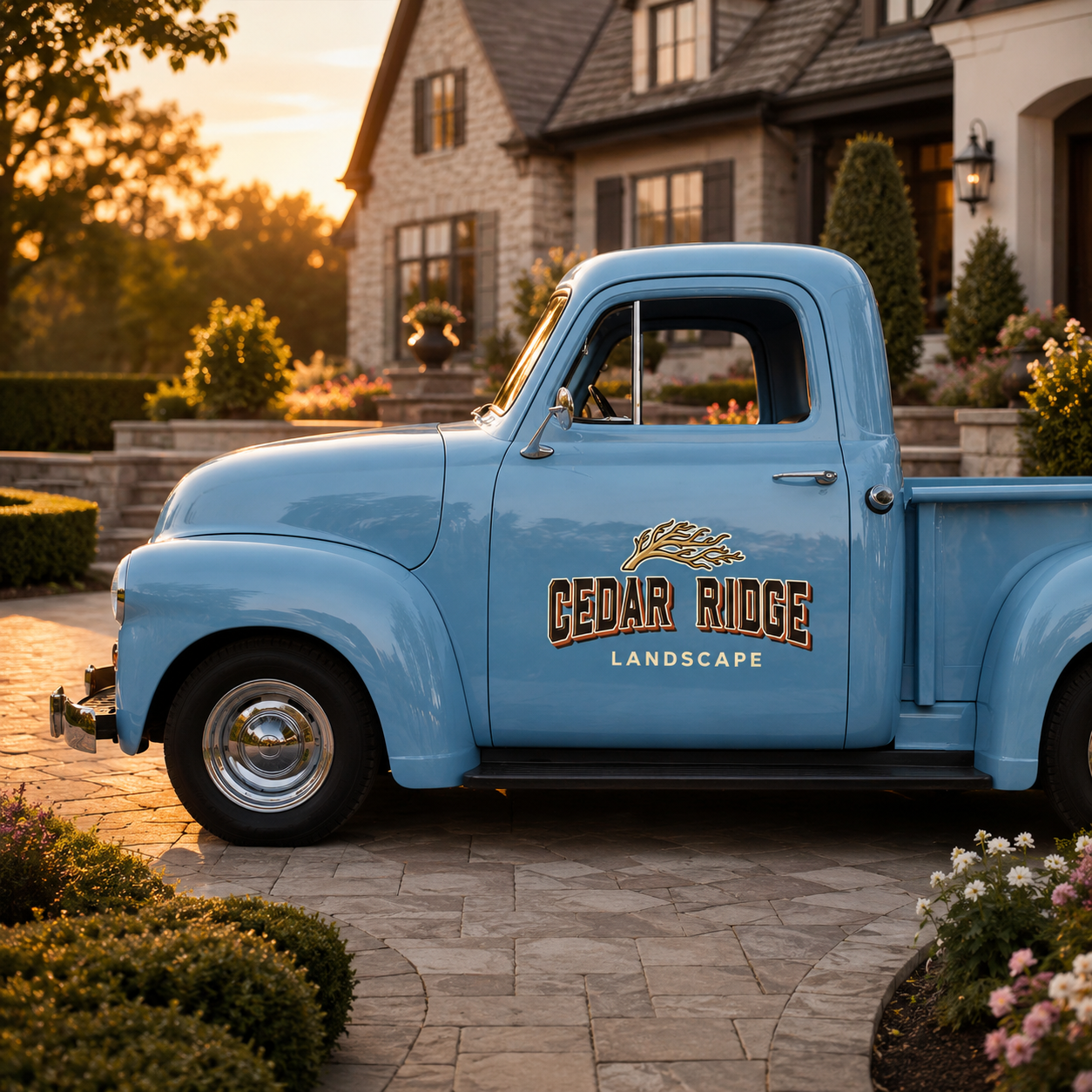 Personalized Branches and Bold Text Decal for Truck Door with Vintage Automotive Design sticker 14445 - Image 3