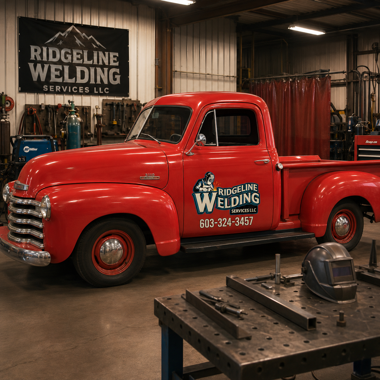 Personalized Welder and Sparks Decal for Truck Door with Vintage Automotive Design sticker 14446 - Image 2