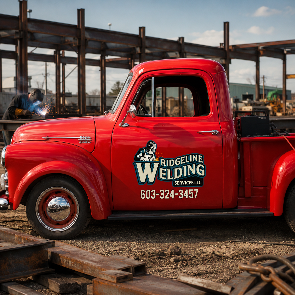 Personalized Welder and Sparks Decal for Truck Door with Vintage Automotive Design sticker 14446 - Image 3
