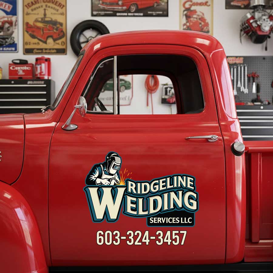 Personalized Welder and Sparks Decal for Truck Door with Vintage Automotive Design sticker 14446