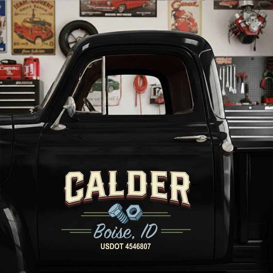 Personalized Piston and Nut Decal for Truck Door with Vintage Automotive Design sticker 14450