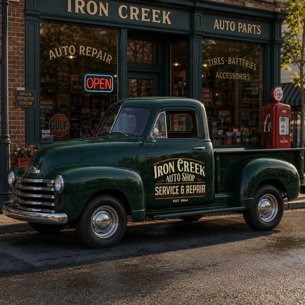 Personalized Text and Vintage Style Decal for Truck Door with Vintage Automotive Design sticker 14453 - Image 2