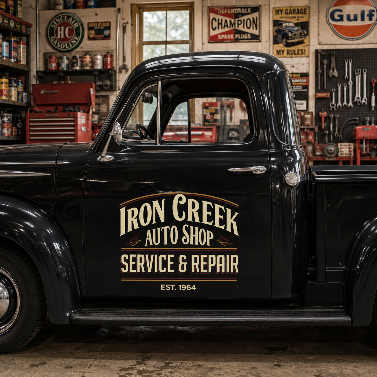 Personalized Text and Vintage Style Decal for Truck Door with Vintage Automotive Design sticker 14453 - Image 4
