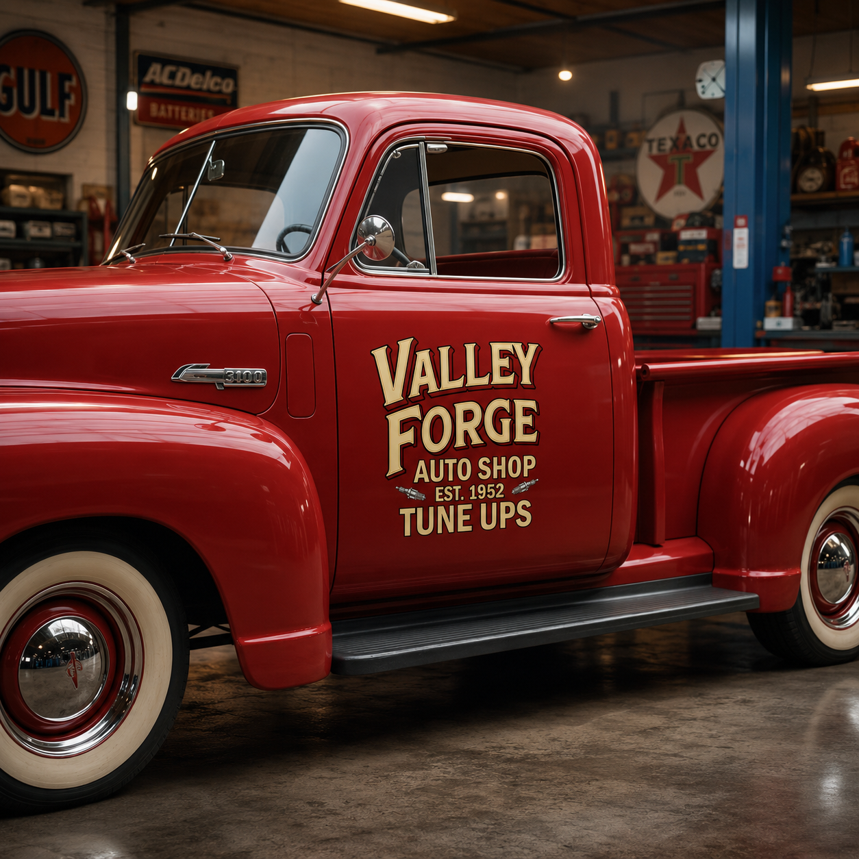 Personalized Text and Spark Plug Decal for Truck Door with Vintage Automotive Design sticker 14454 - Image 2