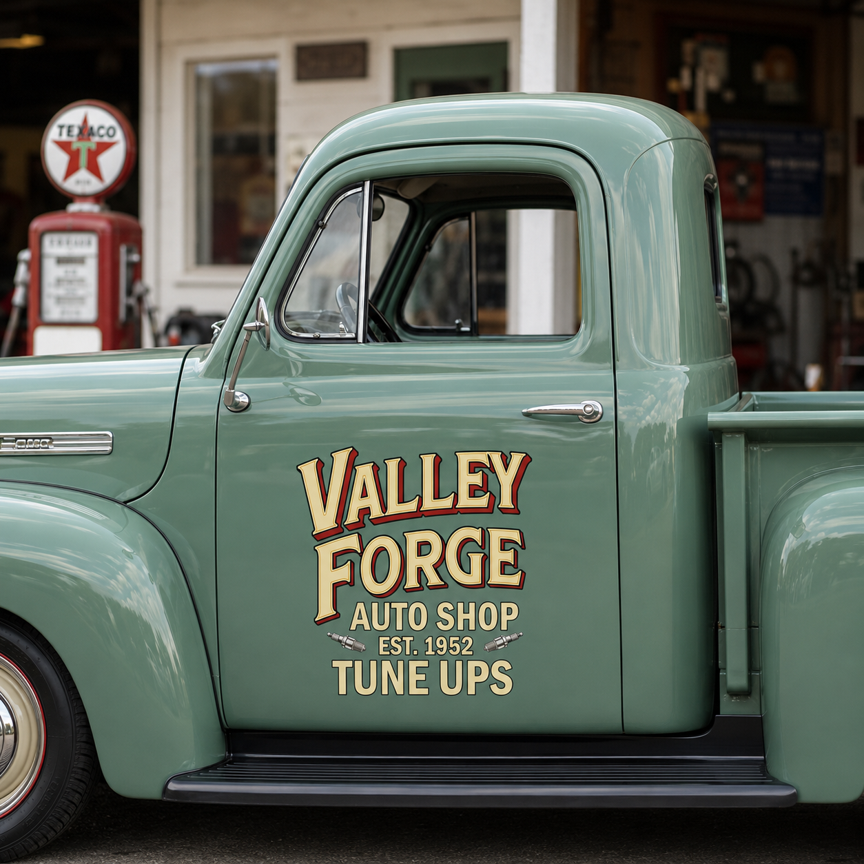Personalized Text and Spark Plug Decal for Truck Door with Vintage Automotive Design sticker 14454 - Image 4