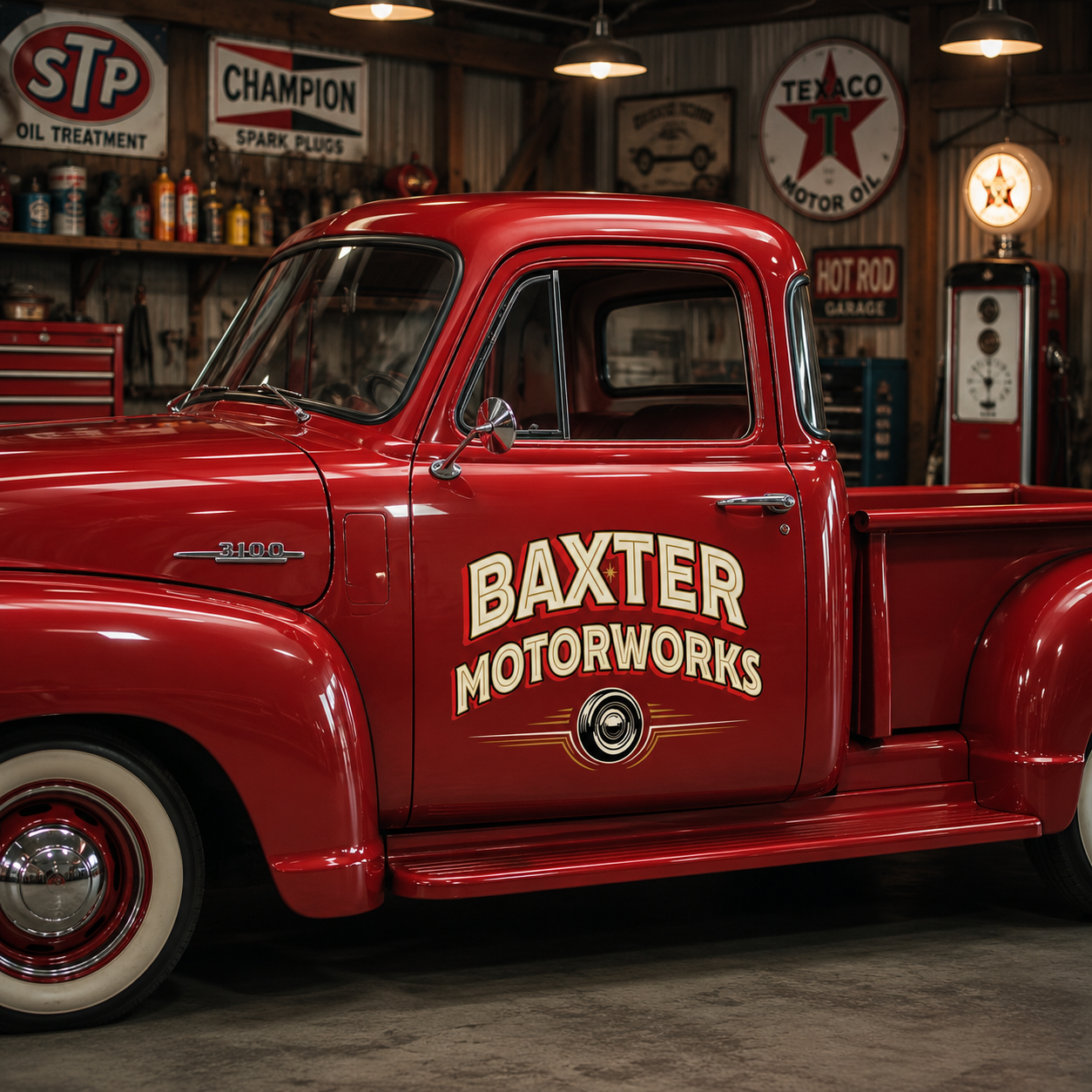 Personalized Winged Wheel and Vintage Lettering Decal for Truck Door with Vintage Automotive Design sticker 14457 - Image 2