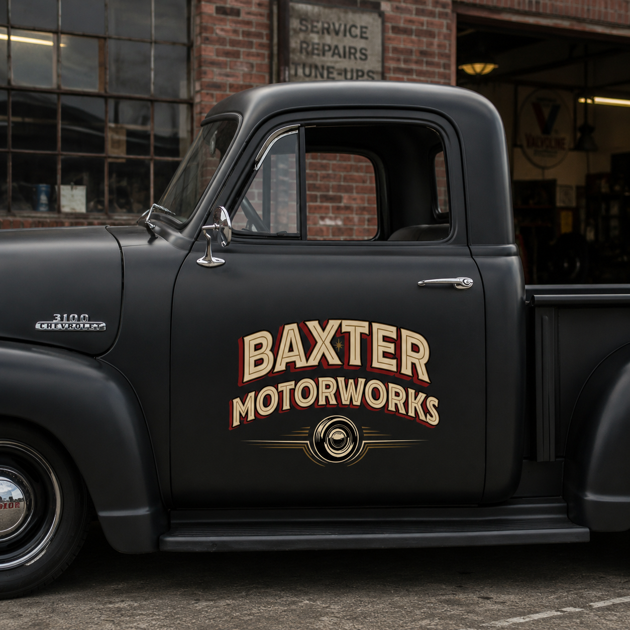 Personalized Winged Wheel and Vintage Lettering Decal for Truck Door with Vintage Automotive Design sticker 14457 - Image 3