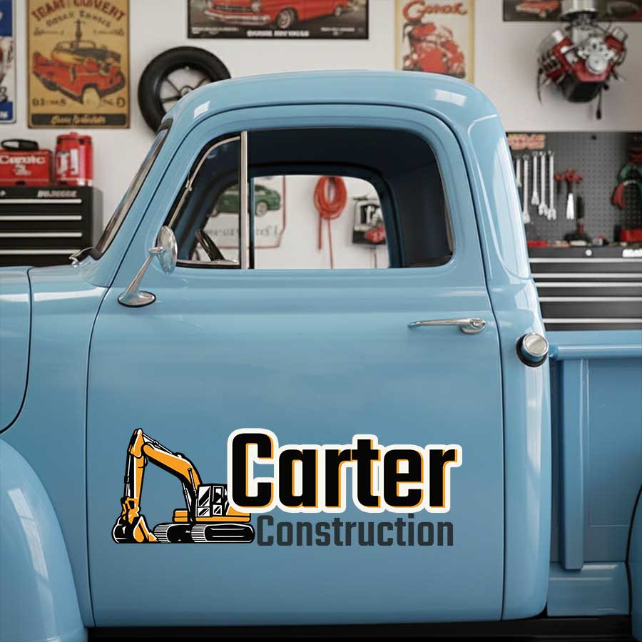 Personalized Excavator Decal for Truck Door with Industrial Construction Design sticker 14459